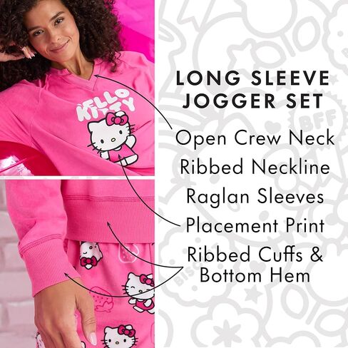 Richard Leeds International Womens Long Sleeve Pajama Top & Jogger Set - Hello Kitty | Pooh | Snoopy | Stitch - Soft PJs Set in Saudi Arabia