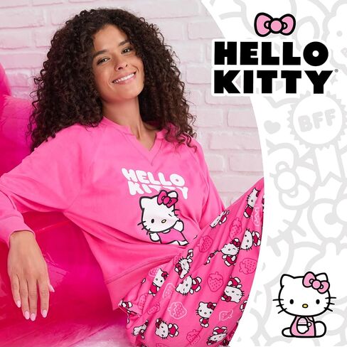 Richard Leeds International Womens Long Sleeve Pajama Top & Jogger Set - Hello Kitty | Pooh | Snoopy | Stitch - Soft PJs Set in Saudi Arabia