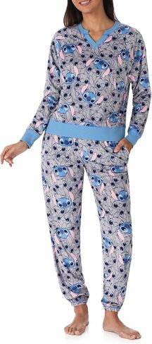 Richard Leeds International Womens Long Sleeve Pajama Top & Jogger Set - Hello Kitty | Pooh | Snoopy | Stitch - Soft PJs Set in Saudi Arabia