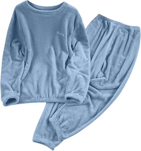 Two Piece Pajama Sets Women Men Winter Warm Fuzzy Fleece Flannel Sleepwear Long Sleeve Tops Sleeping Pants Lounge Set in Saudi Arabia