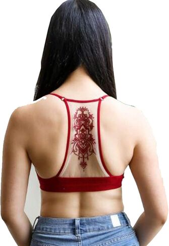 TD Collections Womens Tattoo Mesh Racerback Bralette in Saudi Arabia