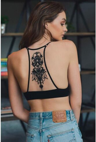 TD Collections Womens Tattoo Mesh Racerback Bralette in Saudi Arabia