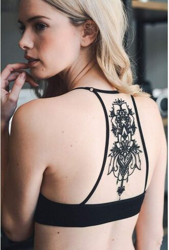 TD Collections Womens Tattoo Mesh Racerback Bralette in Saudi Arabia