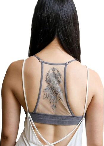 TD Collections Womens Tattoo Mesh Racerback Bralette in Saudi Arabia