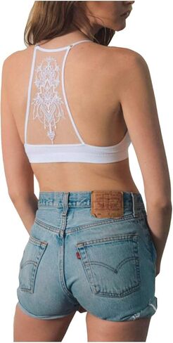 TD Collections Womens Tattoo Mesh Racerback Bralette in Saudi Arabia