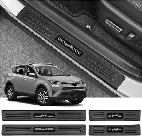 4PCS Door Sill Protector for Toyota RAV4 2025 2024 2023 2022 2021 2020 2019 Hybrid, Prime (PHEV) Accessories Matte Black ABS Material Front and Rear Door Car Pedal Kick Protection in Kuwait