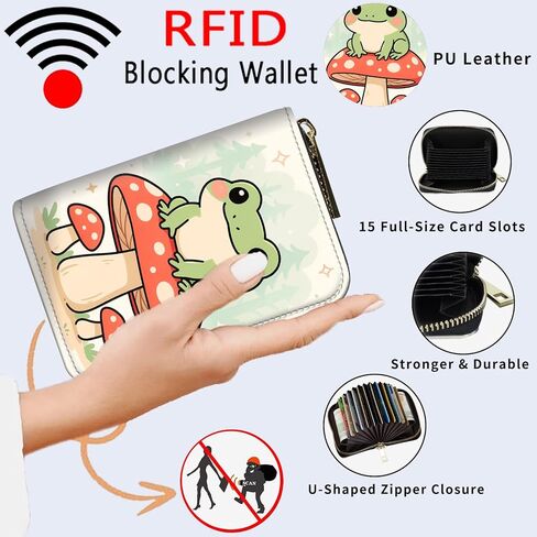 محفظة صغيرة لحمل البطاقات للنساء، حافظة بطاقات ائتمان بسحاب صغير مع خاصية حجب RFID، منظم بطاقات الأكورديون من جلد البولي يوريثان المدمج للفتيات، محفظة نسائية بنمط لطيف، ضفدع كاواي in Kuwait