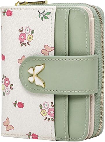 Wallet Women Small RFID Blocking Bifold Compact Credit Card Holder Floral Cute Ladies Purse with Zipper Coin Pocket in Saudi Arabia