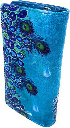Shag Wear Paisley Peacock Large Wallet for Women Aqua 7" in Saudi Arabia