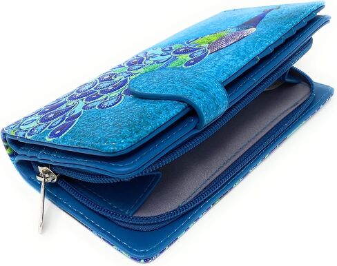 Shag Wear Paisley Peacock Large Wallet for Women Aqua 7" in Saudi Arabia