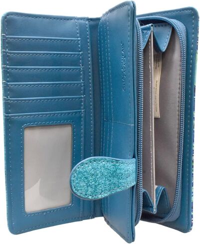 Shag Wear Paisley Peacock Large Wallet for Women Aqua 7" in Saudi Arabia