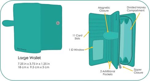 Shag Wear Paisley Peacock Large Wallet for Women Aqua 7" in Saudi Arabia