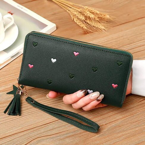 RFID Blocking Large Capacity Ladies Wallet Long Clutch Wallet Multi Card Organizer,Women's Clutch Organizer, Light Blue in Saudi Arabia