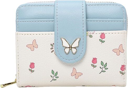 Wallet Women Small RFID Blocking Bifold Compact Credit Card Holder Floral Cute Ladies Purse with Zipper Coin Pocket in Saudi Arabia