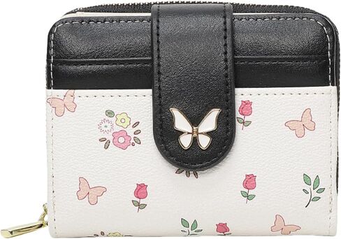 Wallet Women Small RFID Blocking Bifold Compact Credit Card Holder Floral Cute Ladies Purse with Zipper Coin Pocket in Saudi Arabia