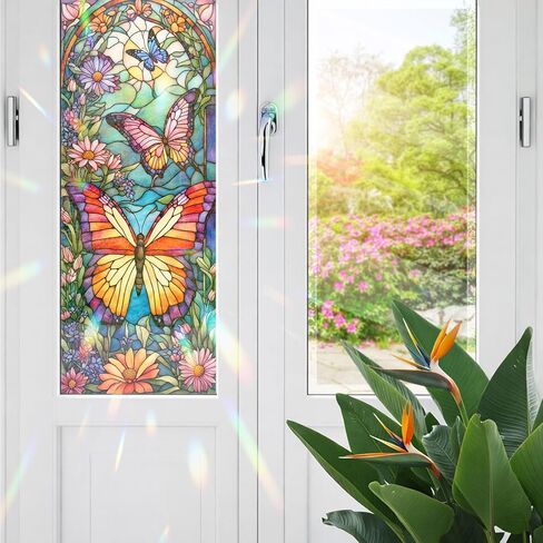 Sunflower Stained Glass Window Film, Decorative Sunflower Stained Glass Window Film, Sunflower Stained Glass Window Film for Bathroom Shower Door Heat Anti UV in Kuwait