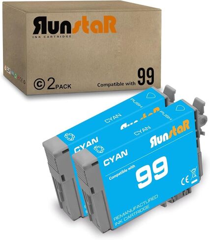 Run Star Reductured T098 T099 Light Cyan Ink Cartridge Presentive for Epson 98 99 use with Epson Artisan 700 710 730 800 810 835 837 Printer (2 Light Cyan) in Kuwait
