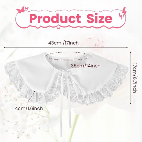 Fake Collar Detachable, Embroidery Neck Ruff Detachable False Collar Dickey Collars Blouse Half Shirts Peter Pan Faux Collars in Saudi Arabia