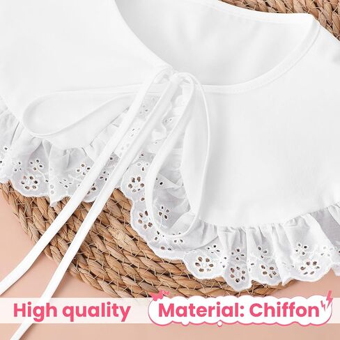 Fake Collar Detachable, Embroidery Neck Ruff Detachable False Collar Dickey Collars Blouse Half Shirts Peter Pan Faux Collars in Saudi Arabia