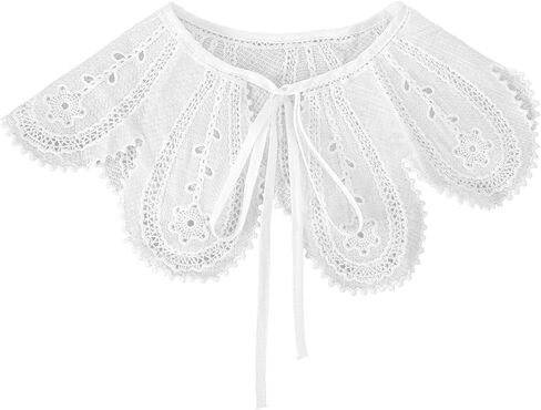 Fake Collar Detachable, Embroidery Neck Ruff Detachable False Collar Dickey Collars Blouse Half Shirts Peter Pan Faux Collars in Saudi Arabia