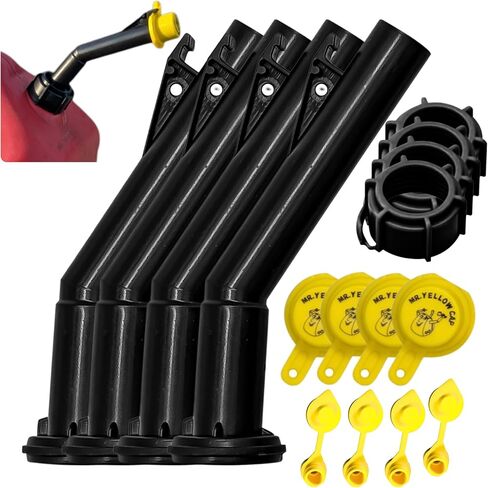 2 - Mr. Yellow Cap Fuel Gas Can Jug Spouts Nozzles, Rings & Caps, replaces Blitz 900302 900092 900094 Old Style - Please Read Description Thoroughly Before Ordering! Thank You in Saudi Arabia