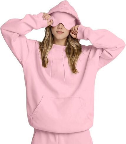 Unisex Airplane Mode Travel Hoodie with Eye Mask Oversized Pullover Sweatshirt for Airplane & Daily Wear in Saudi Arabia