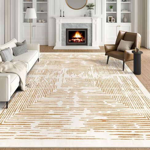 BLISSA Washable 5x7 Area Rugs - Soft Modern Throw Rug for Living Room Non-Slip Ultra-Thin Sage Green Lines Borderd Abstract Carpet for Bedroom Dining Room Rugs for Under Table Nursery Home Decor in Saudi Arabia