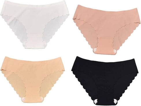 Seamless Panties 4-Pack Ice Silk Mid-Rise Bikini for Women Solid Color Underwear in Saudi Arabia