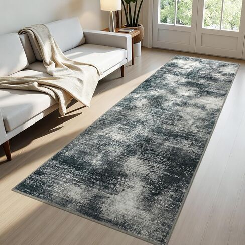 سجاد منطقة Joydeco 5x7 لغرفة المعيشة، سجادة ناعمة قابلة للغسل تجريدية حديثة غير قابلة للانزلاق، سجادة منخفضة الوبر لغرفة النوم، غرفة الطعام، المكتب المنزلي، صديقة للحيوانات الأليفة والأطفال، أخضر وبرتقالي وأبيض in Saudi Arabia