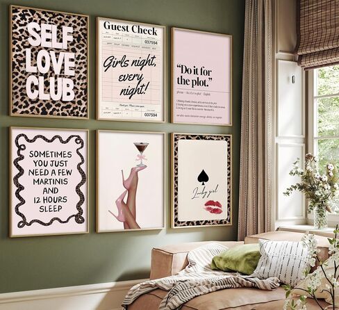 Trendy Pink Leopard Wall Art - Preppy Leopard Print Decor for Girls Bedroom, Dorm, Apartment - Modern Aesthetic Posters for Teen Girls & Women Home Decoration 6Pcs Unframed in Saudi Arabia