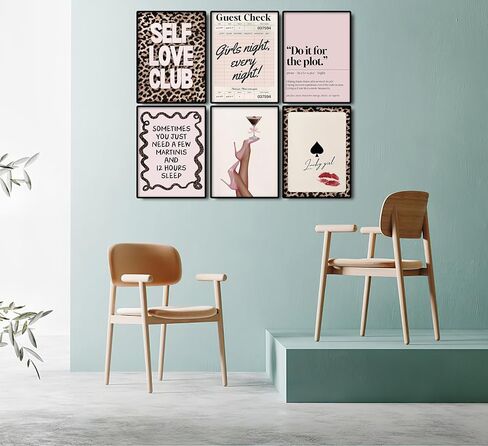 Trendy Pink Leopard Wall Art - Preppy Leopard Print Decor for Girls Bedroom, Dorm, Apartment - Modern Aesthetic Posters for Teen Girls & Women Home Decoration 6Pcs Unframed in Saudi Arabia