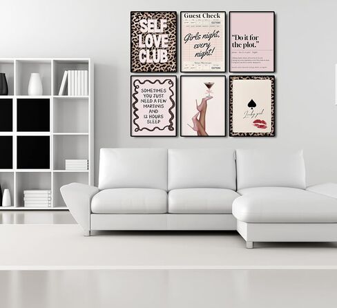 Trendy Pink Leopard Wall Art - Preppy Leopard Print Decor for Girls Bedroom, Dorm, Apartment - Modern Aesthetic Posters for Teen Girls & Women Home Decoration 6Pcs Unframed in Saudi Arabia