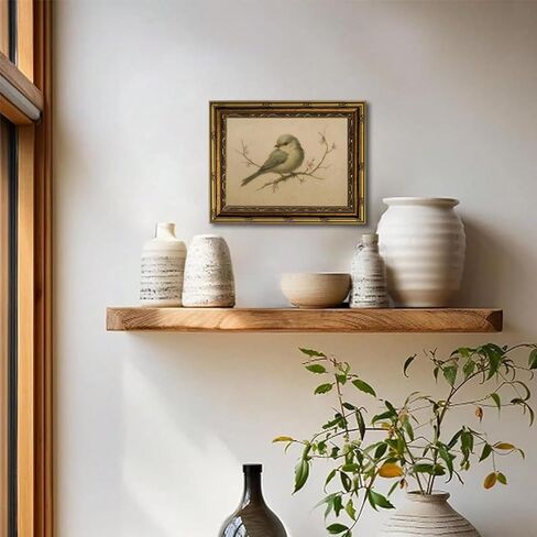 Myzoran Gold Framed Bird Canvas Wall Art,Vintage Birds Wall Decor Aesthetic,Cherry Blossom Beige Printing Artwork,Spring Rustic Minimalist Pictures, for Living Room Nursery Bedroom Decor 9X11in in Saudi Arabia