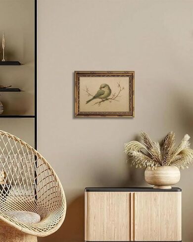 Myzoran Gold Framed Bird Canvas Wall Art,Vintage Birds Wall Decor Aesthetic,Cherry Blossom Beige Printing Artwork,Spring Rustic Minimalist Pictures, for Living Room Nursery Bedroom Decor 9X11in in Saudi Arabia