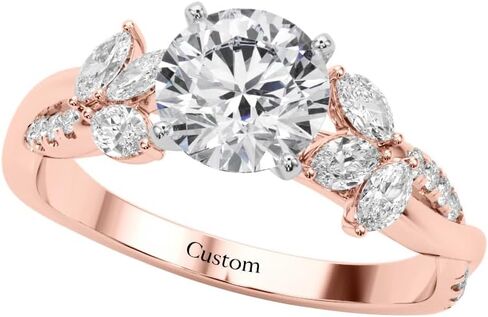 Personalized Floral Infinity Ring - 10K/14K/18K Solid Gold/Sterling Silver Round Moissanite Customized Engagement Wedding Promise Ring Jewelry Gift for Women in Saudi Arabia