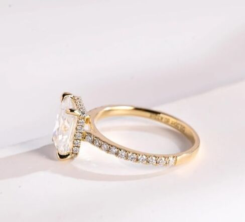2.5 Ct Radiant Cut Moissanite Diamond Engagement Ring,14 Kt Solid Gold Plated Half Internity Hidden Halo wedding gift,Radiant Moissanite 4 Crew Prong Wedding Ring For Women,Gift For her,Size 3-13. in Saudi Arabia
