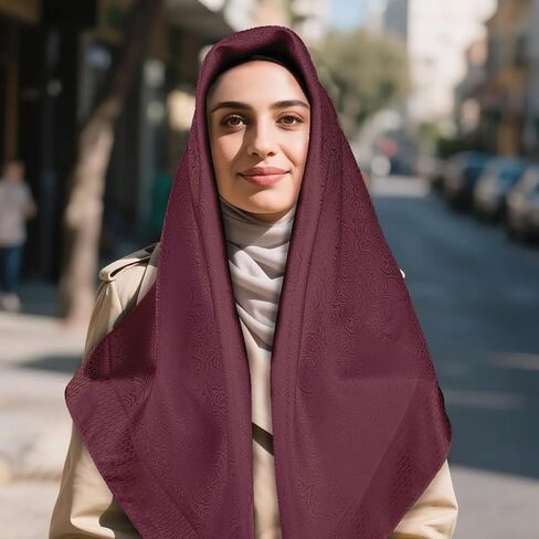 وشاح حريري جاكار مربع كبير مقاس 35 بوصة للرجال والنساء - وشاح الرأس للرجال بربطة عنق وجيب مربع وأوشحة رعاة البقر in Kuwait