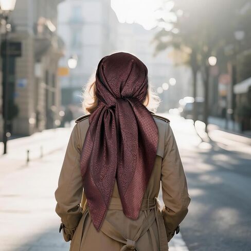 وشاح حريري جاكار مربع كبير مقاس 35 بوصة للرجال والنساء - وشاح الرأس للرجال بربطة عنق وجيب مربع وأوشحة رعاة البقر in Kuwait
