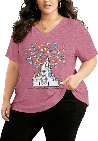 Plus Size Magic Kingdom Shirts for Women Castle Graphic T Shirt Cute Holiday Shirt Princess Tee Funny Vacation Tops in Saudi Arabia