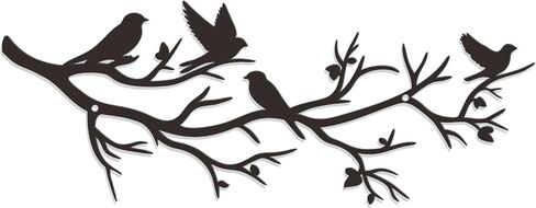 Zzbakress Black Metal Tree with Birds - Cute Birds on Branch Wall Art for Home, Living Room, Garden, Yard, Patio (Medium) in Saudi Arabia