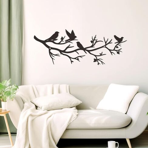 Zzbakress Black Metal Tree with Birds - Cute Birds on Branch Wall Art for Home, Living Room, Garden, Yard, Patio (Medium) in Saudi Arabia