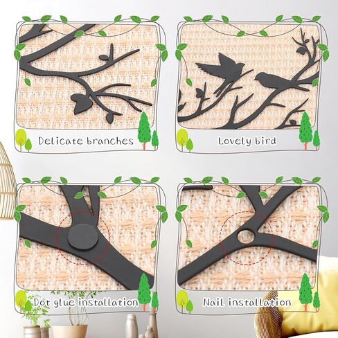 Zzbakress Black Metal Tree with Birds - Cute Birds on Branch Wall Art for Home, Living Room, Garden, Yard, Patio (Medium) in Saudi Arabia