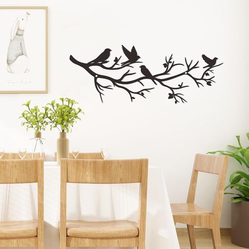 Zzbakress Black Metal Tree with Birds - Cute Birds on Branch Wall Art for Home, Living Room, Garden, Yard, Patio (Medium) in Saudi Arabia