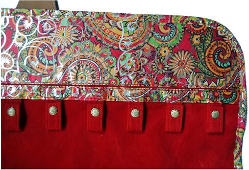Angelina's Palace Tenby Jewelry Double Side Hanger Organizer Hook Closet Jewelry Storage Roll 24 Earring Ring Bars 28 Bracelet Pouches Watches Pocket 40 Necklaces Loops(Fuchsia Paisley) in Kuwait