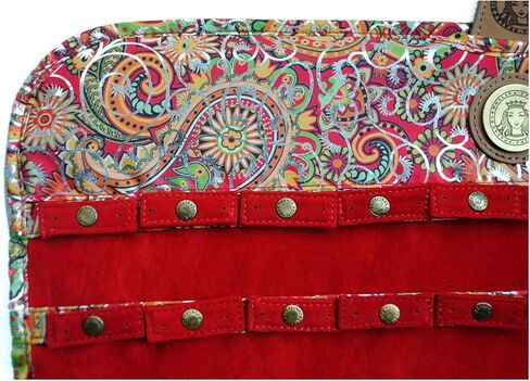 Angelina's Palace Tenby Jewelry Double Side Hanger Organizer Hook Closet Jewelry Storage Roll 24 Earring Ring Bars 28 Bracelet Pouches Watches Pocket 40 Necklaces Loops(Fuchsia Paisley) in Kuwait