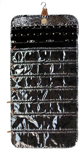 Angelina's Palace Tenby Jewelry Double Side Hanger Organizer Hook Closet Jewelry Storage Roll 24 Earring Ring Bars 28 Bracelet Pouches Watches Pocket 40 Necklaces Loops(Fuchsia Paisley) in Kuwait