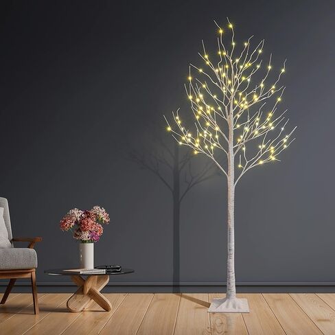 2 Pack 8FT Lighted Birch Tree 132 LED Artificial Tree for Decoration Inside and Outside, Home Patio Wedding Festival Christmas Decor, Warm White in Saudi Arabia