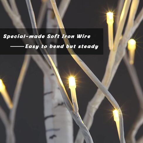 2 Pack 8FT Lighted Birch Tree 132 LED Artificial Tree for Decoration Inside and Outside, Home Patio Wedding Festival Christmas Decor, Warm White in Saudi Arabia