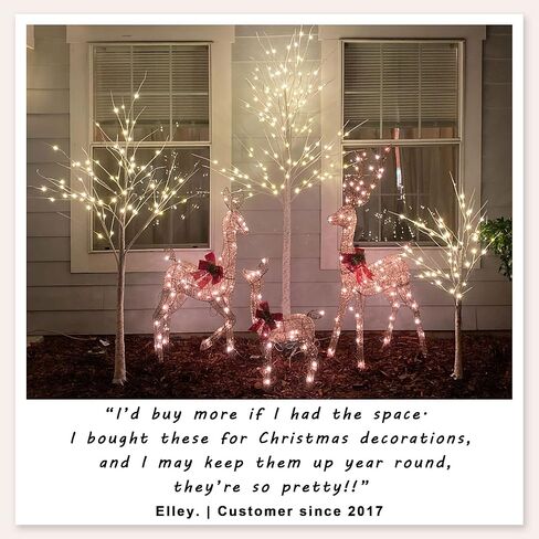2 Pack 8FT Lighted Birch Tree 132 LED Artificial Tree for Decoration Inside and Outside, Home Patio Wedding Festival Christmas Decor, Warm White in Saudi Arabia