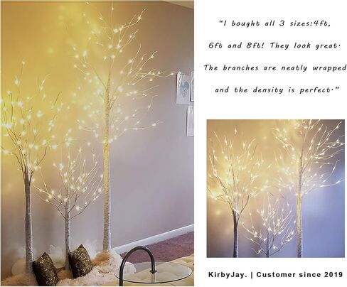 2 Pack 8FT Lighted Birch Tree 132 LED Artificial Tree for Decoration Inside and Outside, Home Patio Wedding Festival Christmas Decor, Warm White in Saudi Arabia